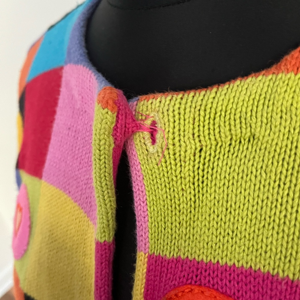 Marisa Christina multicolored heart patchwork cardigan with button front. - Picture 2 of 5